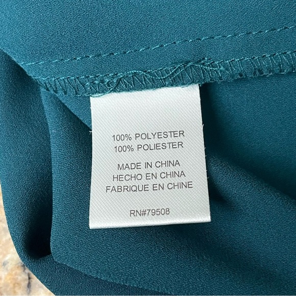 Violet + Claire Green Beaded Neckline Crepe Blouse Womens Career Modest Mature S - Picture 7 of 10